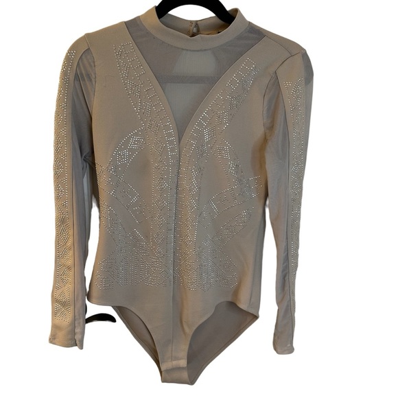 love J Tops - bodysuit with sheer & embellishments size M